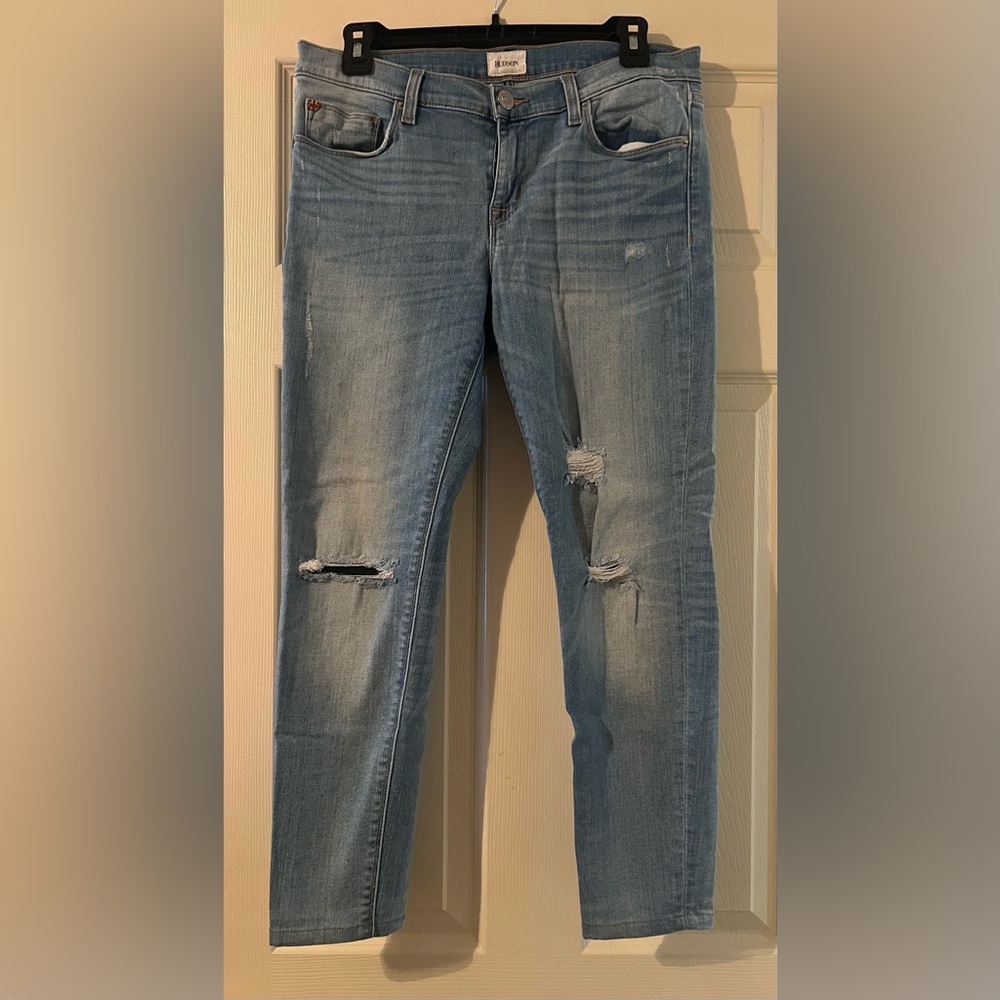 Hudson Jeans Krista Ankle Super Skinny Distressed Jeans Size 30